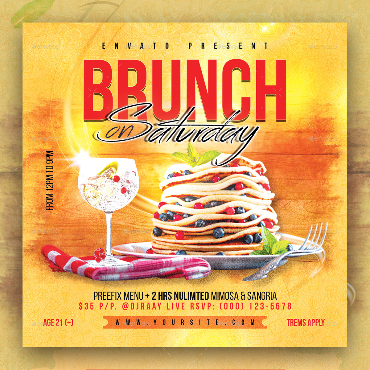 Brunch on Saturday Flyer Template Bundle by suzon_abdullah GraphicRiver